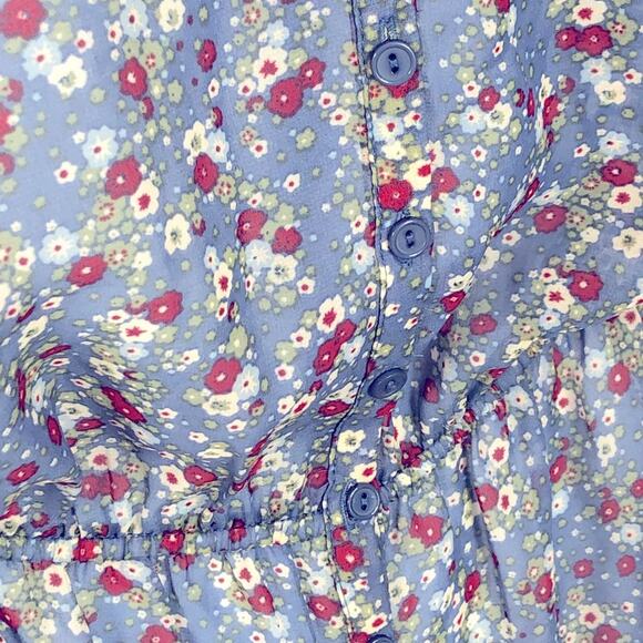 Maurices Sheer Button Up Peplum Hem Floral Sleeveless Top size Large - Picture 10 of 13